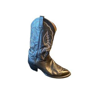 Vintage Tony Lama Men's Black Cowboy Boots Size 9.5D